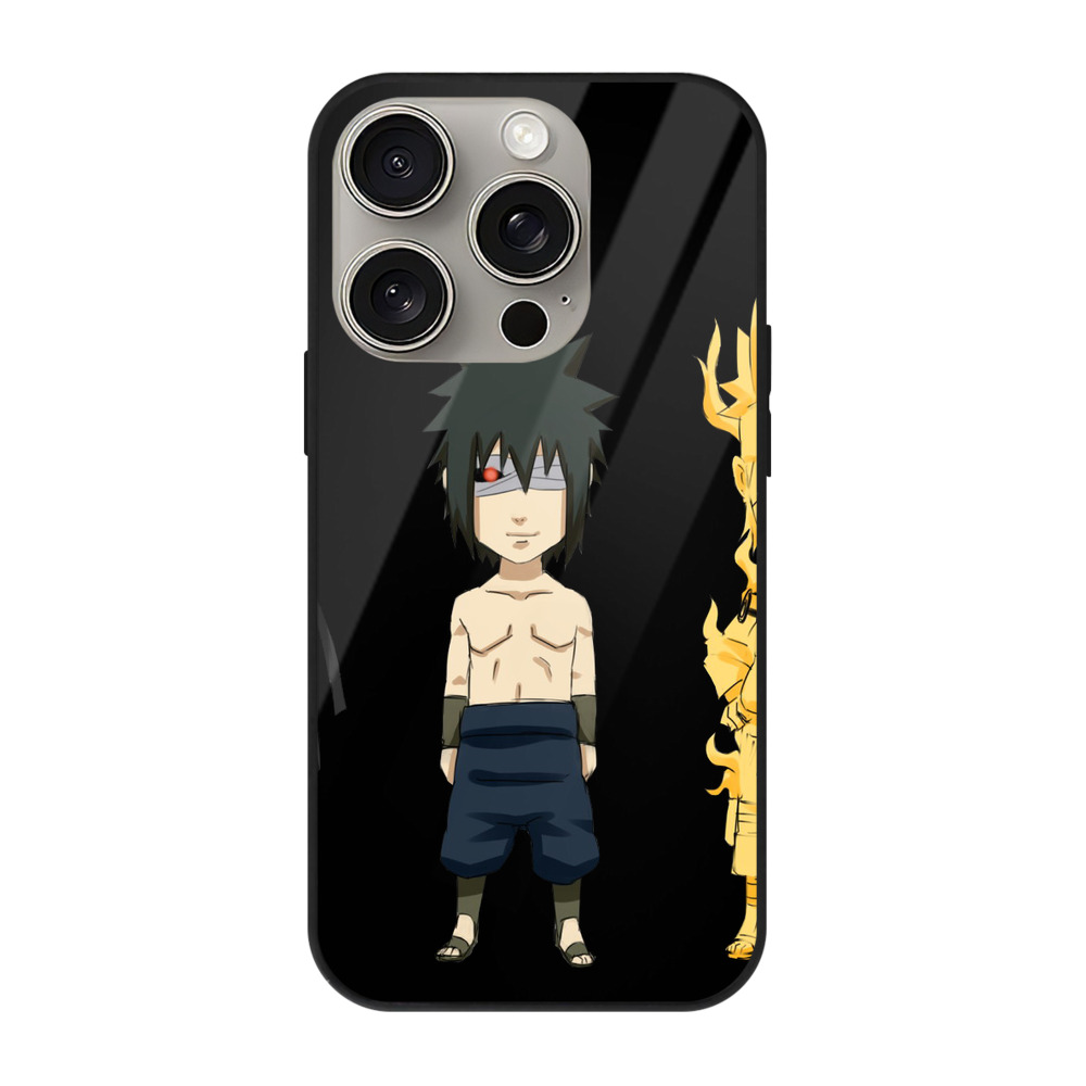 （画像用） NARUTO -ナルト- うちは サスケ Uchiha Sasuke 【iPhone15Pro対応】スマホケース 耐衝撃＆黄変防止 背面ガラス