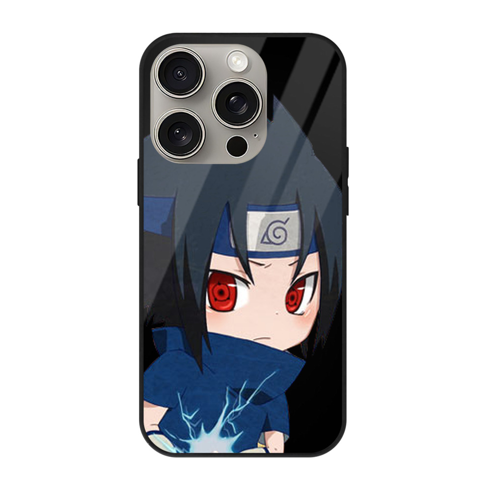 （画像用） NARUTO -ナルト- うちは サスケ Uchiha Sasuke 【iPhone15Pro対応】スマホケース 耐衝撃＆黄変防止 背面ガラス