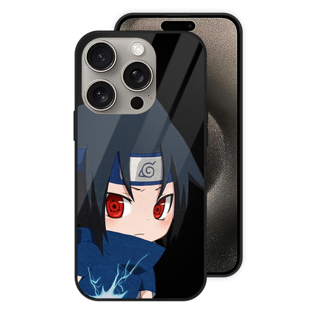 （画像用） NARUTO -ナルト- うちは サスケ Uchiha Sasuke 【iPhone15Pro対応】スマホケース 耐衝撃＆黄変防止 背面ガラス