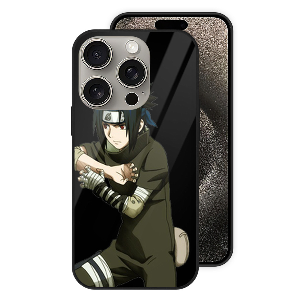 （画像用） NARUTO -ナルト- うちは サスケ Uchiha Sasuke 【iPhone15Pro対応】スマホケース 耐衝撃＆黄変防止 背面ガラス