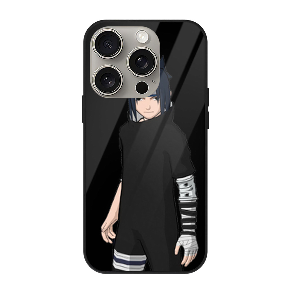 （画像用） NARUTO -ナルト- うちは サスケ Uchiha Sasuke 【iPhone15Pro対応】スマホケース 耐衝撃＆黄変防止 背面ガラス