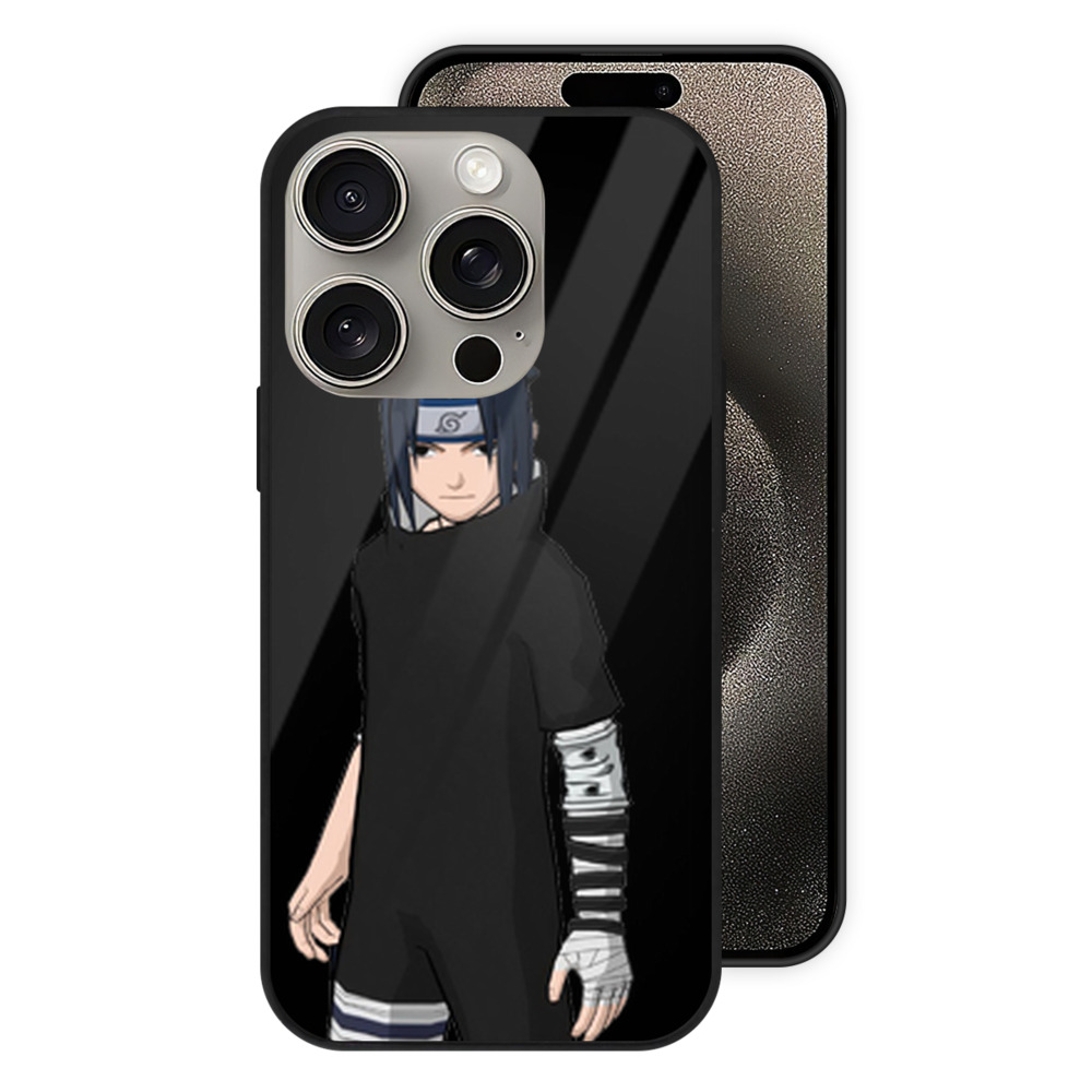 （画像用） NARUTO -ナルト- うちは サスケ Uchiha Sasuke 【iPhone15Pro対応】スマホケース 耐衝撃＆黄変防止 背面ガラス