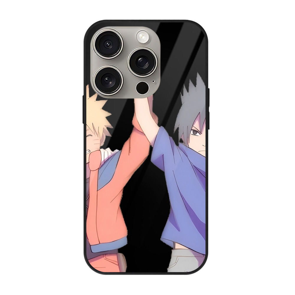 （画像用） NARUTO -ナルト- うちは サスケ Uchiha Sasuke 【iPhone15Pro対応】スマホケース 耐衝撃＆黄変防止 背面ガラス
