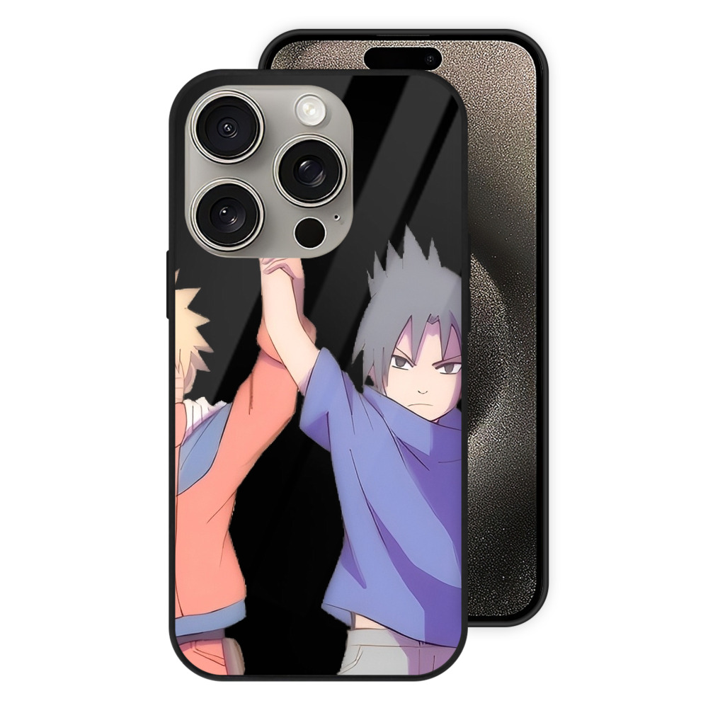 （画像用） NARUTO -ナルト- うちは サスケ Uchiha Sasuke 【iPhone15Pro対応】スマホケース 耐衝撃＆黄変防止 背面ガラス