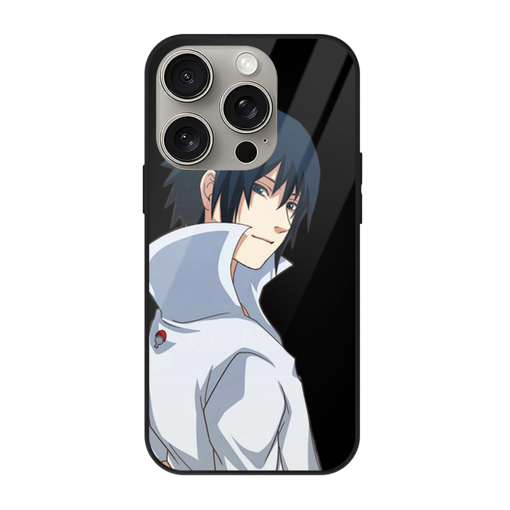（画像用） NARUTO -ナルト- うちは サスケ Uchiha Sasuke 【iPhone15Pro対応】スマホケース 耐衝撃＆黄変防止 背面ガラス