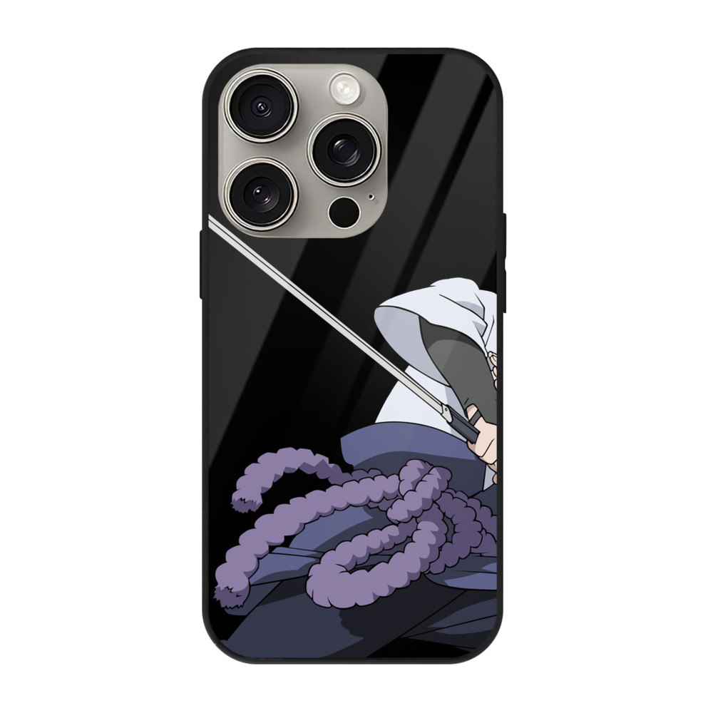 （画像用） NARUTO -ナルト- うちは サスケ Uchiha Sasuke 【iPhone15Pro対応】スマホケース 耐衝撃＆黄変防止 背面ガラス