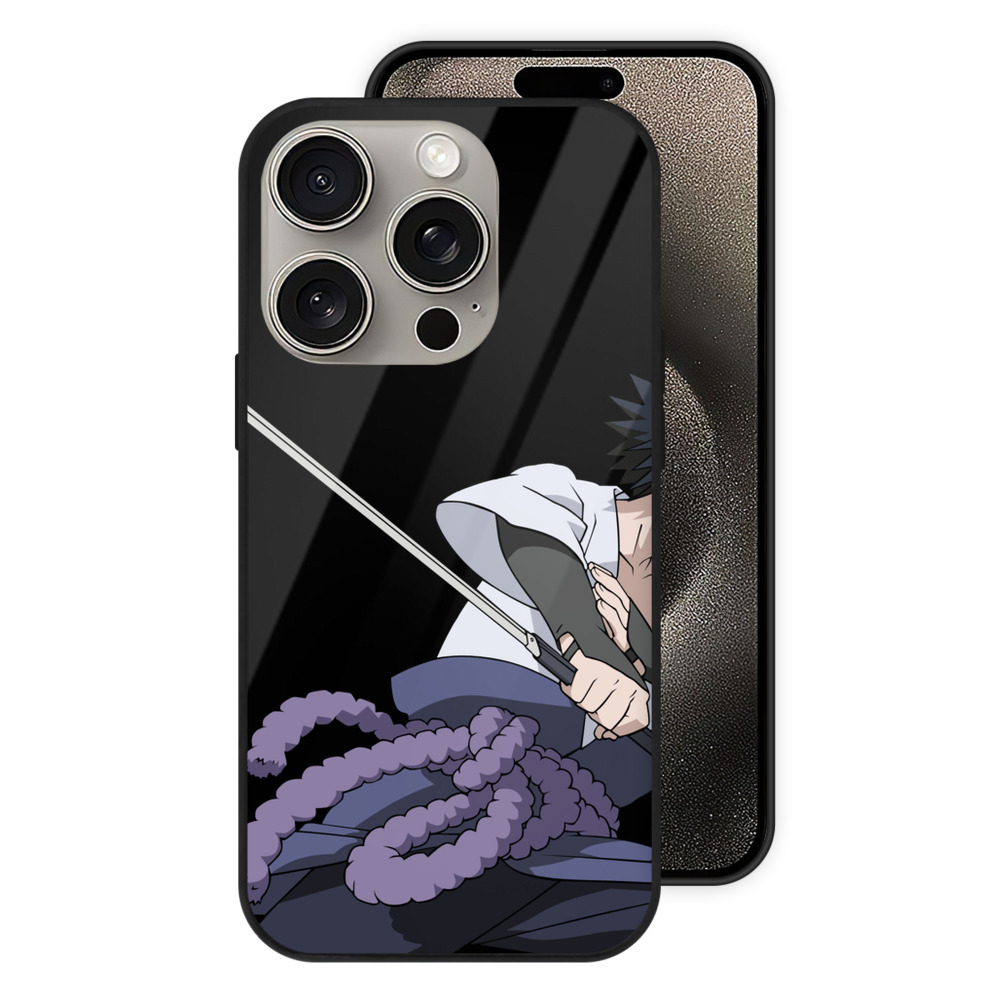 （画像用） NARUTO -ナルト- うちは サスケ Uchiha Sasuke 【iPhone15Pro対応】スマホケース 耐衝撃＆黄変防止 背面ガラス