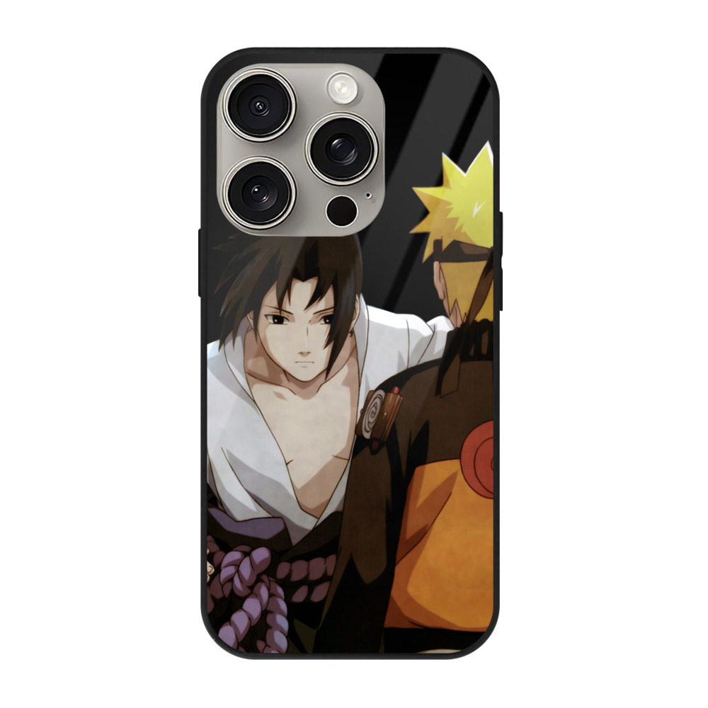 （画像用） NARUTO -ナルト- うちは サスケ Uchiha Sasuke 【iPhone15Pro対応】スマホケース 耐衝撃＆黄変防止 背面ガラス