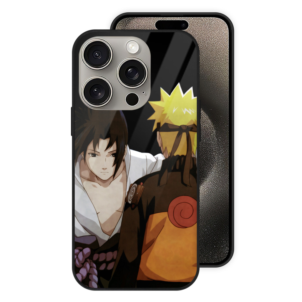 （画像用） NARUTO -ナルト- うちは サスケ Uchiha Sasuke 【iPhone15Pro対応】スマホケース 耐衝撃＆黄変防止 背面ガラス