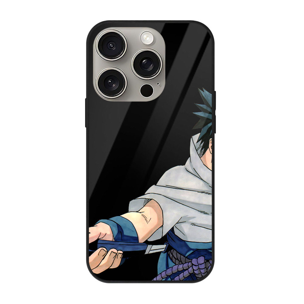 （画像用） NARUTO -ナルト- うちは サスケ Uchiha Sasuke 【iPhone15Pro対応】スマホケース 耐衝撃＆黄変防止 背面ガラス