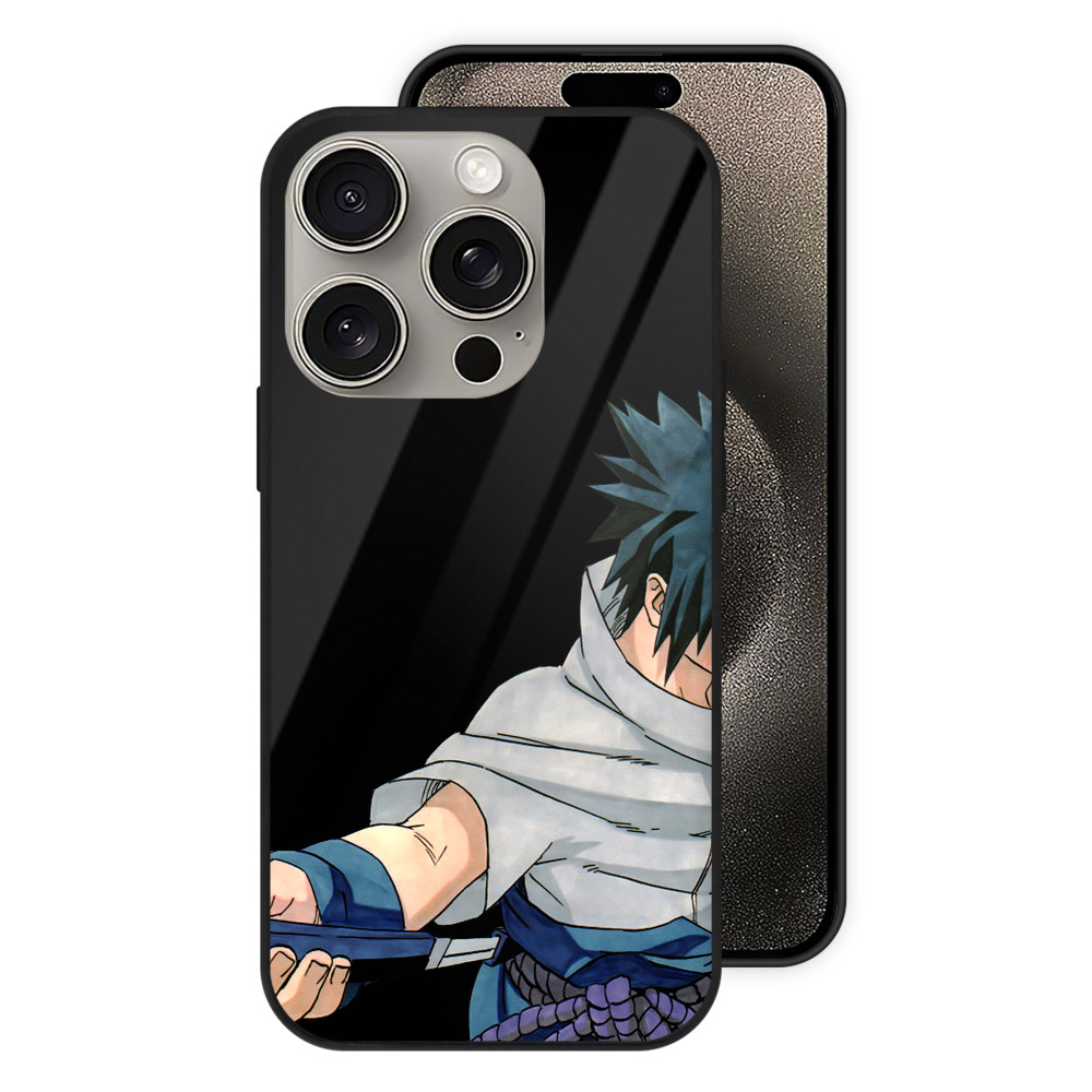 （画像用） NARUTO -ナルト- うちは サスケ Uchiha Sasuke 【iPhone15Pro対応】スマホケース 耐衝撃＆黄変防止 背面ガラス