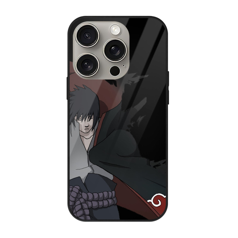 （画像用） NARUTO -ナルト- うちは サスケ Uchiha Sasuke 【iPhone15Pro対応】スマホケース 耐衝撃＆黄変防止 背面ガラス