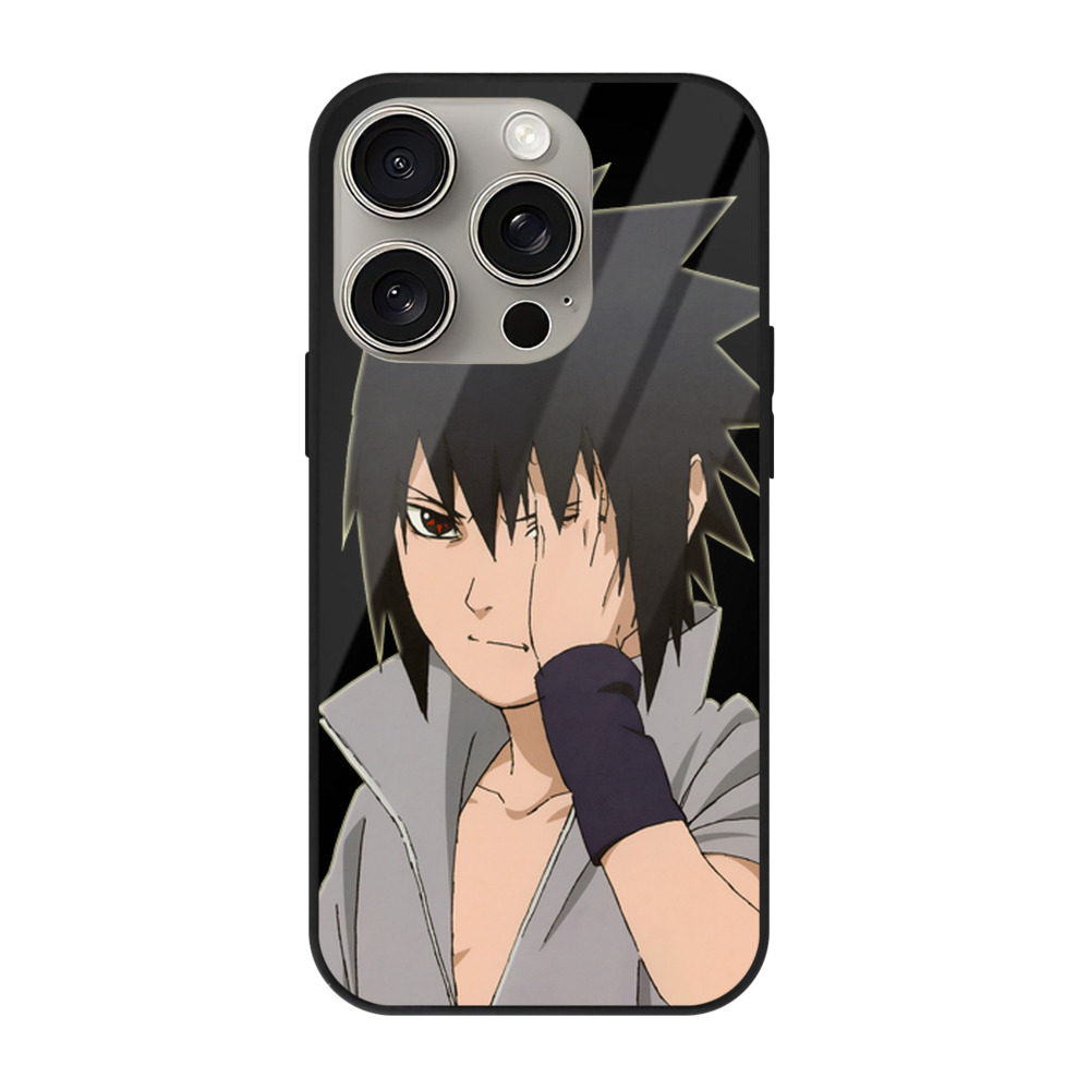 （画像用） NARUTO -ナルト- うちは サスケ Uchiha Sasuke 【iPhone15Pro対応】スマホケース 耐衝撃＆黄変防止 背面ガラス