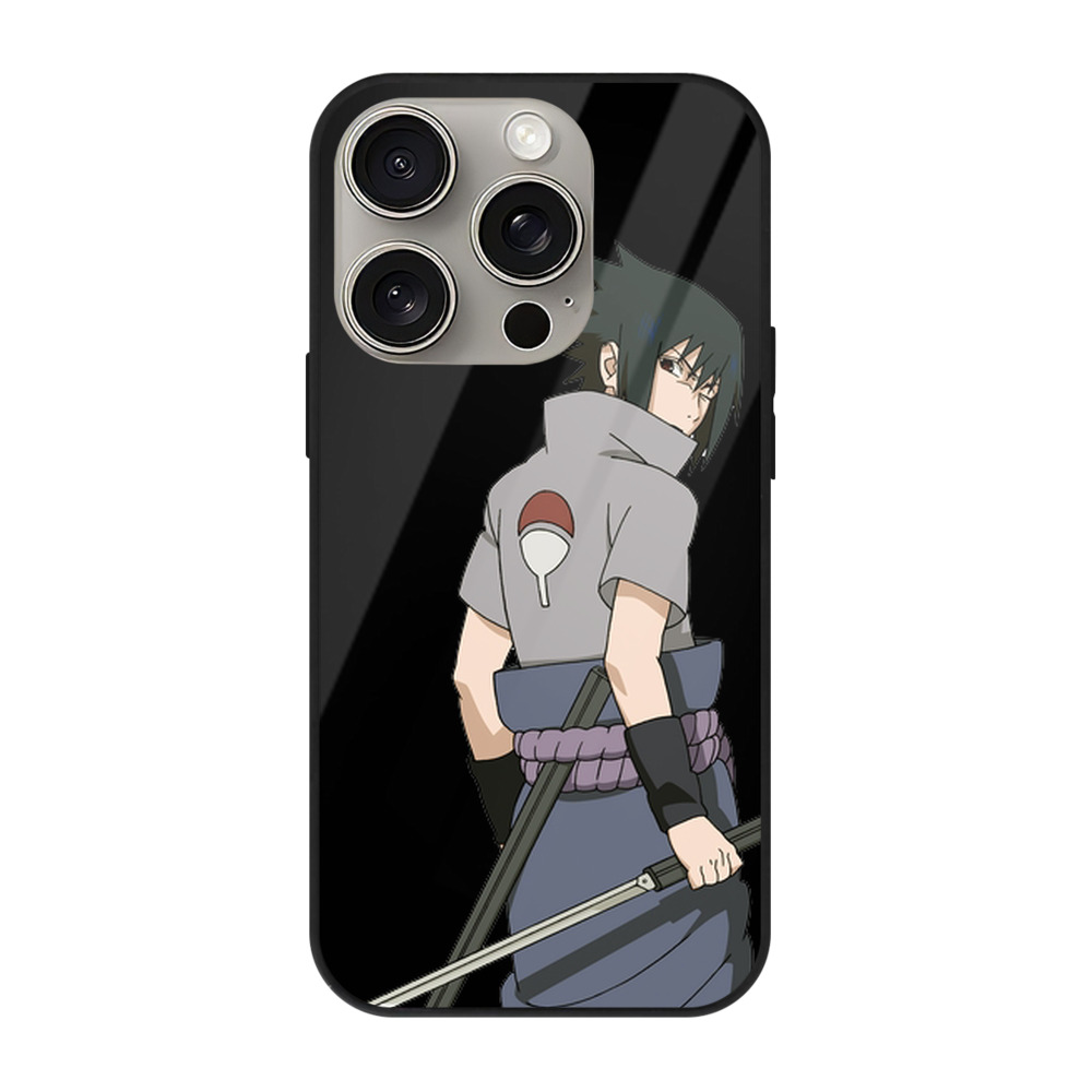 （画像用） NARUTO -ナルト- うちは サスケ Uchiha Sasuke 【iPhone15Pro対応】スマホケース 耐衝撃＆黄変防止 背面ガラス