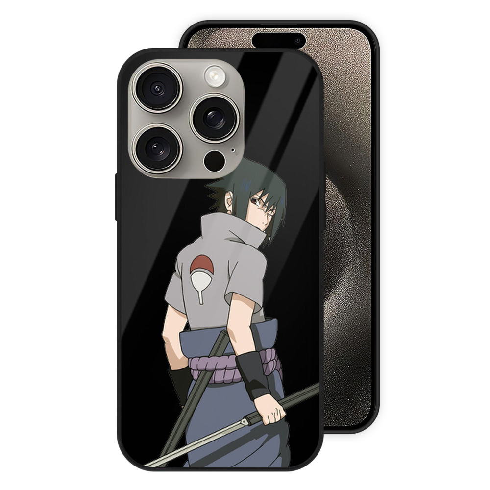（画像用） NARUTO -ナルト- うちは サスケ Uchiha Sasuke 【iPhone15Pro対応】スマホケース 耐衝撃＆黄変防止 背面ガラス