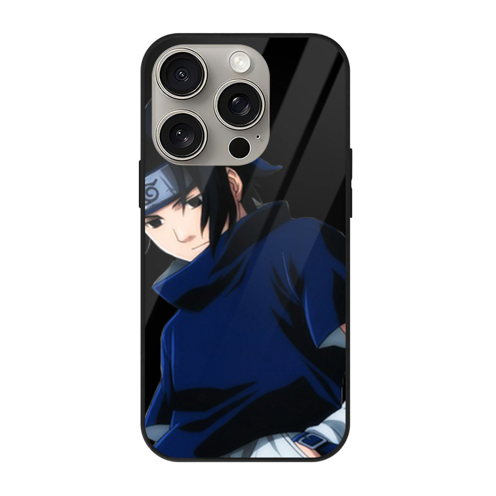 （画像用） NARUTO -ナルト- うちは サスケ Uchiha Sasuke 【iPhone15Pro対応】スマホケース 耐衝撃＆黄変防止 背面ガラス