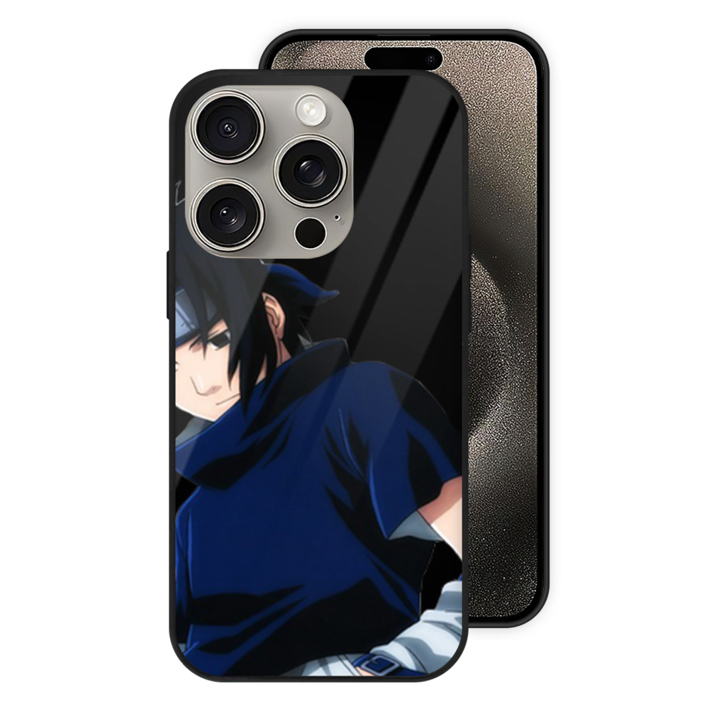 （画像用） NARUTO -ナルト- うちは サスケ Uchiha Sasuke 【iPhone15Pro対応】スマホケース 耐衝撃＆黄変防止 背面ガラス