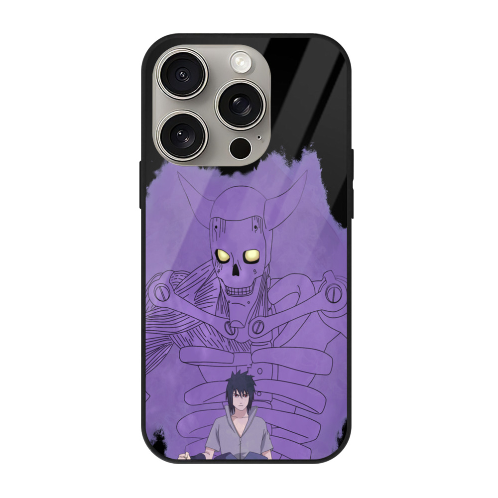 （画像用） NARUTO -ナルト- うちは サスケ Uchiha Sasuke 【iPhone15Pro対応】スマホケース 耐衝撃＆黄変防止 背面ガラス