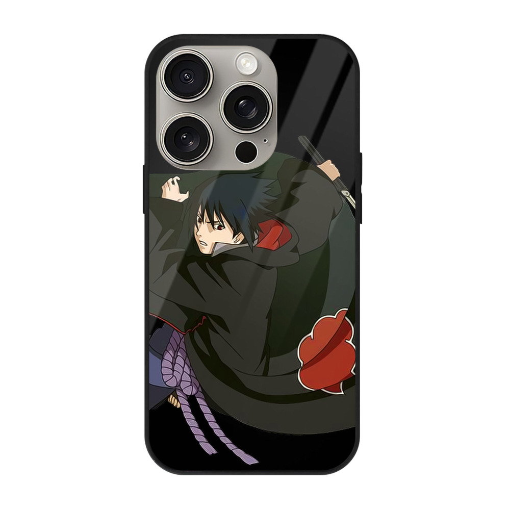 （画像用） NARUTO -ナルト- うちは サスケ Uchiha Sasuke 【iPhone15Pro対応】スマホケース 耐衝撃＆黄変防止 背面ガラス