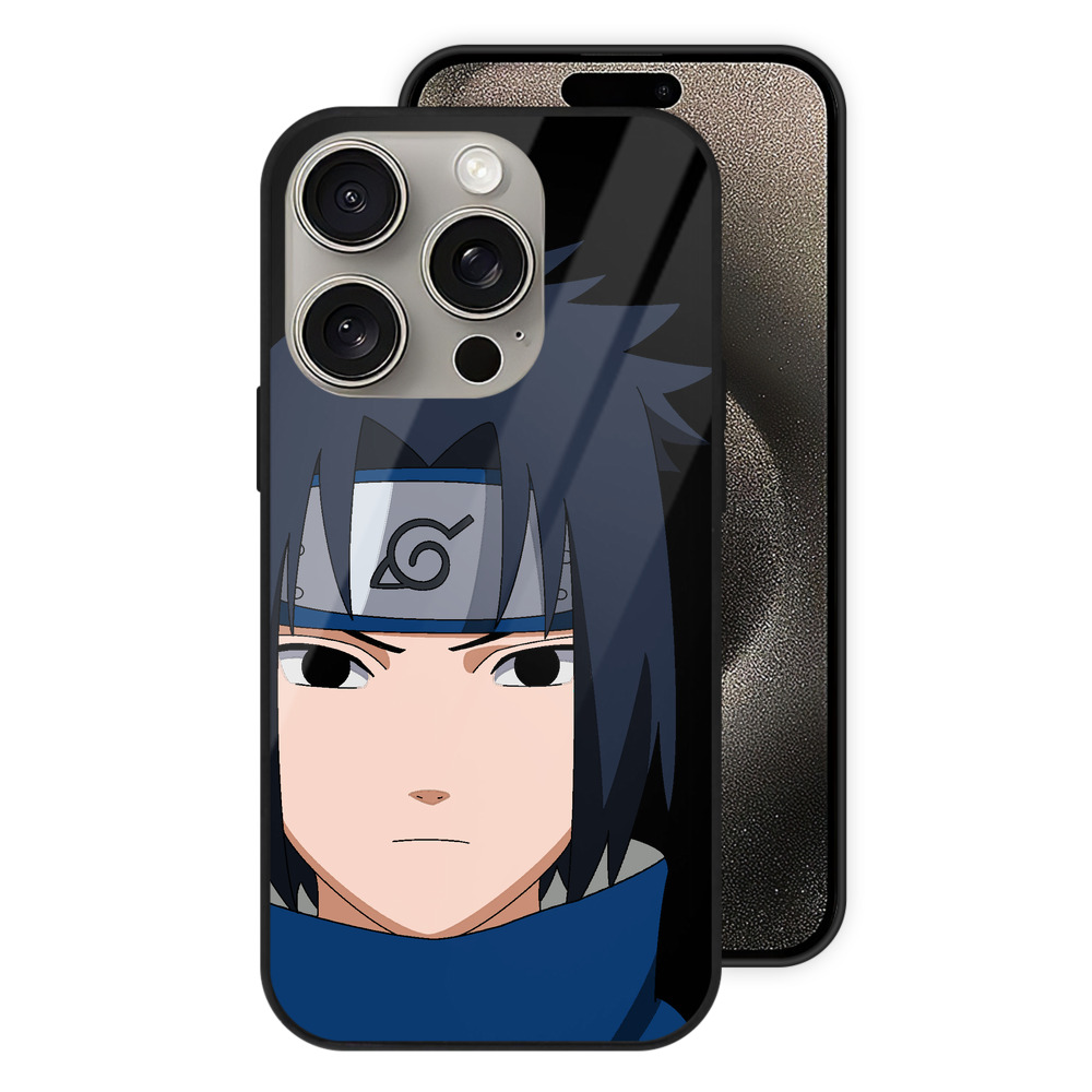 （画像用） NARUTO -ナルト- うちは サスケ Uchiha Sasuke 【iPhone15Pro対応】スマホケース 耐衝撃＆黄変防止 背面ガラス