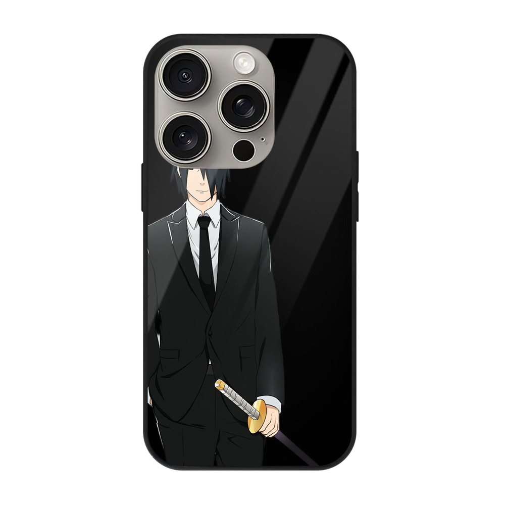 （画像用） NARUTO -ナルト- うちは サスケ Uchiha Sasuke 【iPhone15Pro対応】スマホケース 耐衝撃＆黄変防止 背面ガラス