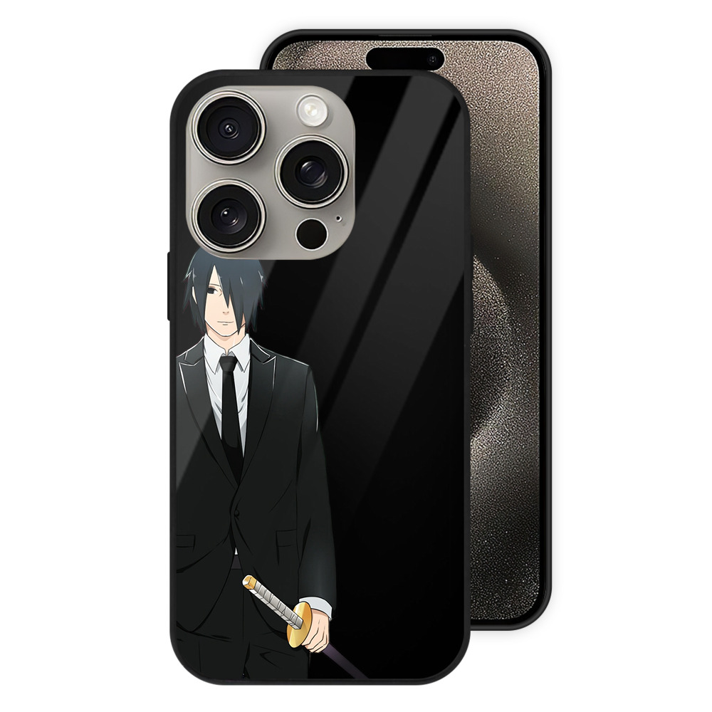 （画像用） NARUTO -ナルト- うちは サスケ Uchiha Sasuke 【iPhone15Pro対応】スマホケース 耐衝撃＆黄変防止 背面ガラス