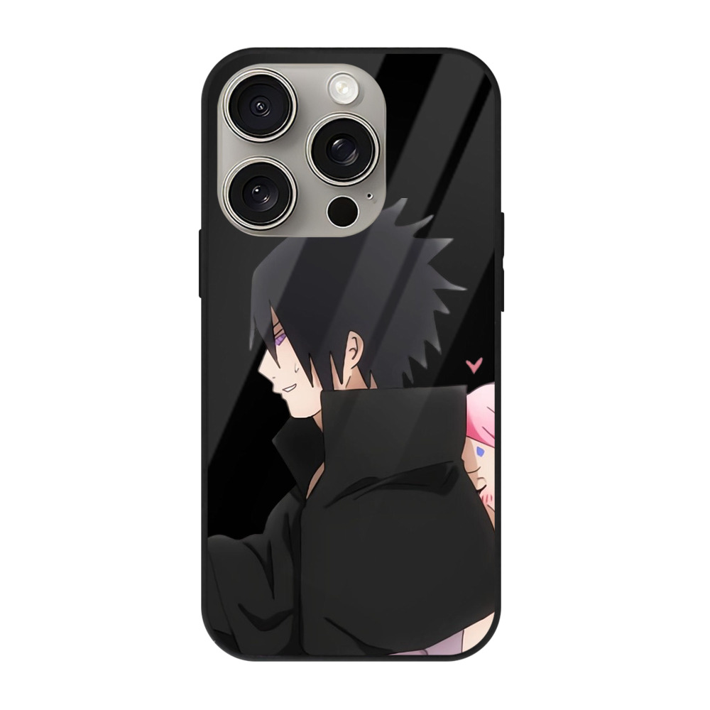 （画像用） NARUTO -ナルト- うちは サスケ Uchiha Sasuke 【iPhone15Pro対応】スマホケース 耐衝撃＆黄変防止 背面ガラス