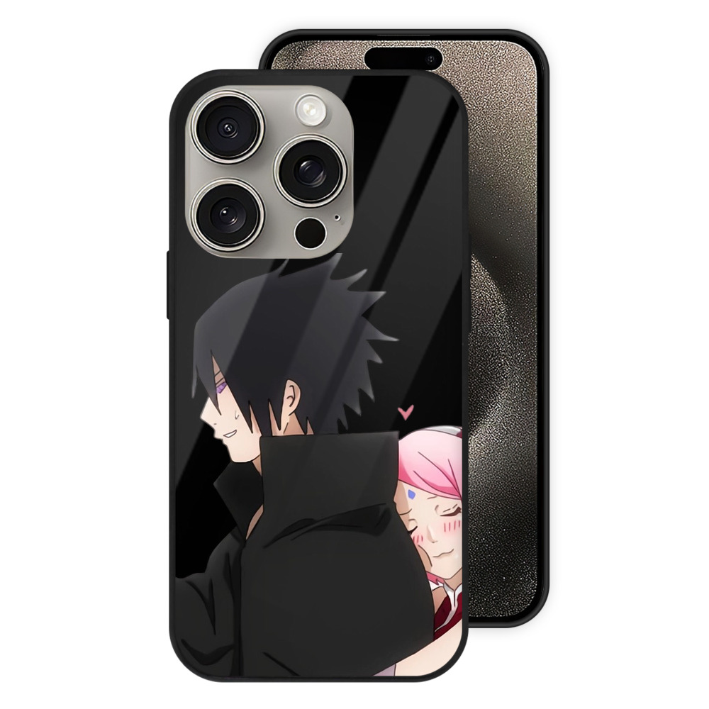 （画像用） NARUTO -ナルト- うちは サスケ Uchiha Sasuke 【iPhone15Pro対応】スマホケース 耐衝撃＆黄変防止 背面ガラス