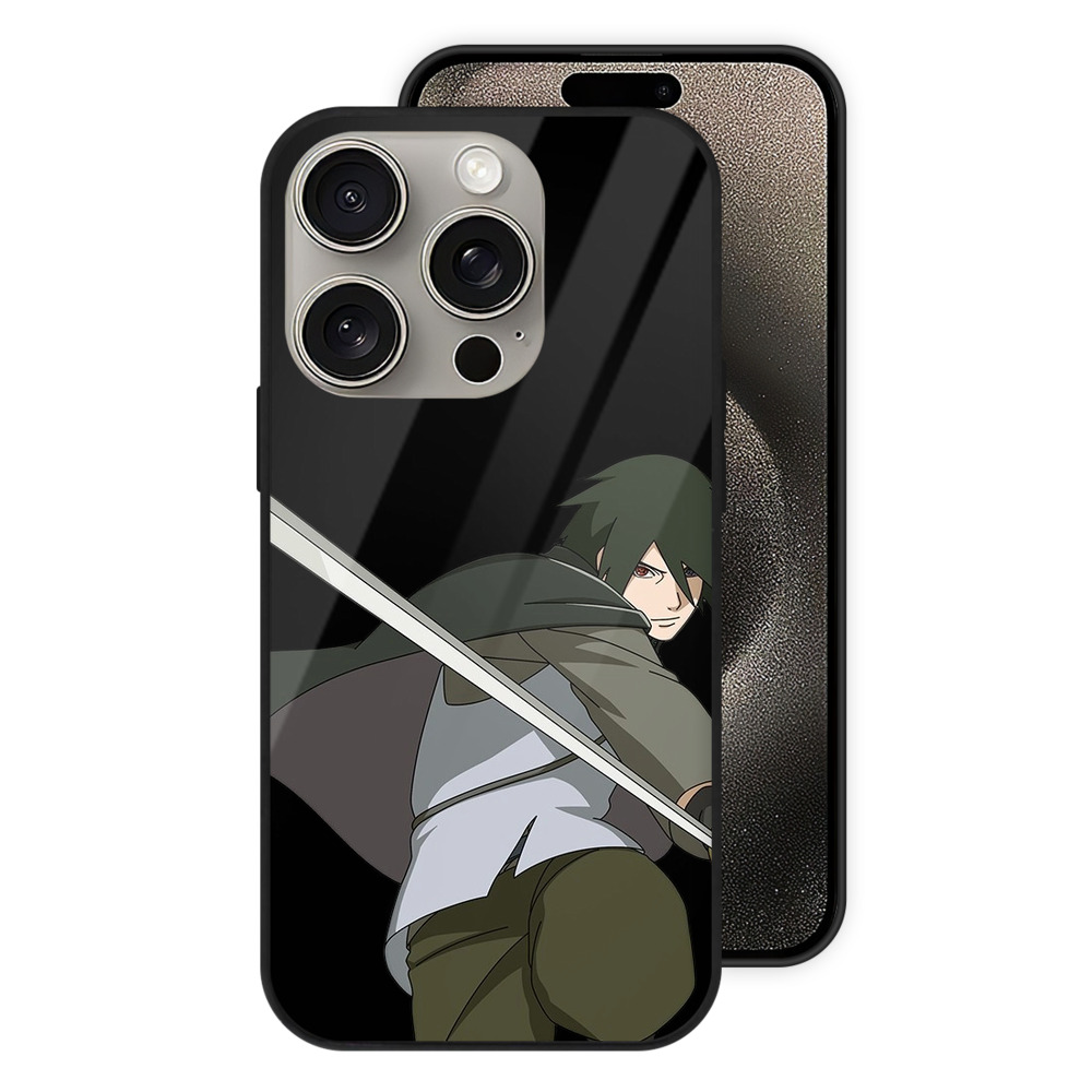 （画像用） NARUTO -ナルト- うちは サスケ Uchiha Sasuke 【iPhone15Pro対応】スマホケース 耐衝撃＆黄変防止 背面ガラス