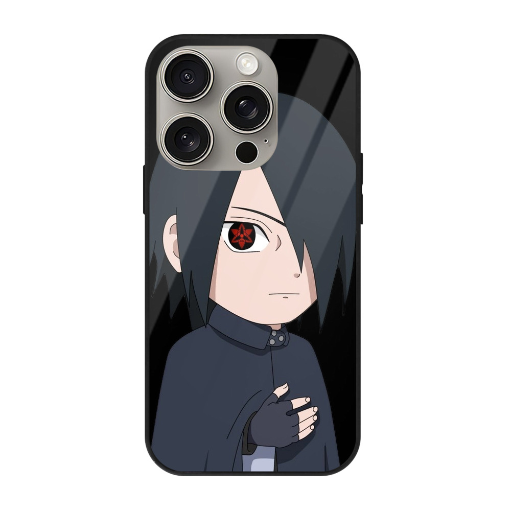 （画像用） NARUTO -ナルト- うちは サスケ Uchiha Sasuke 【iPhone15Pro対応】スマホケース 耐衝撃＆黄変防止 背面ガラス