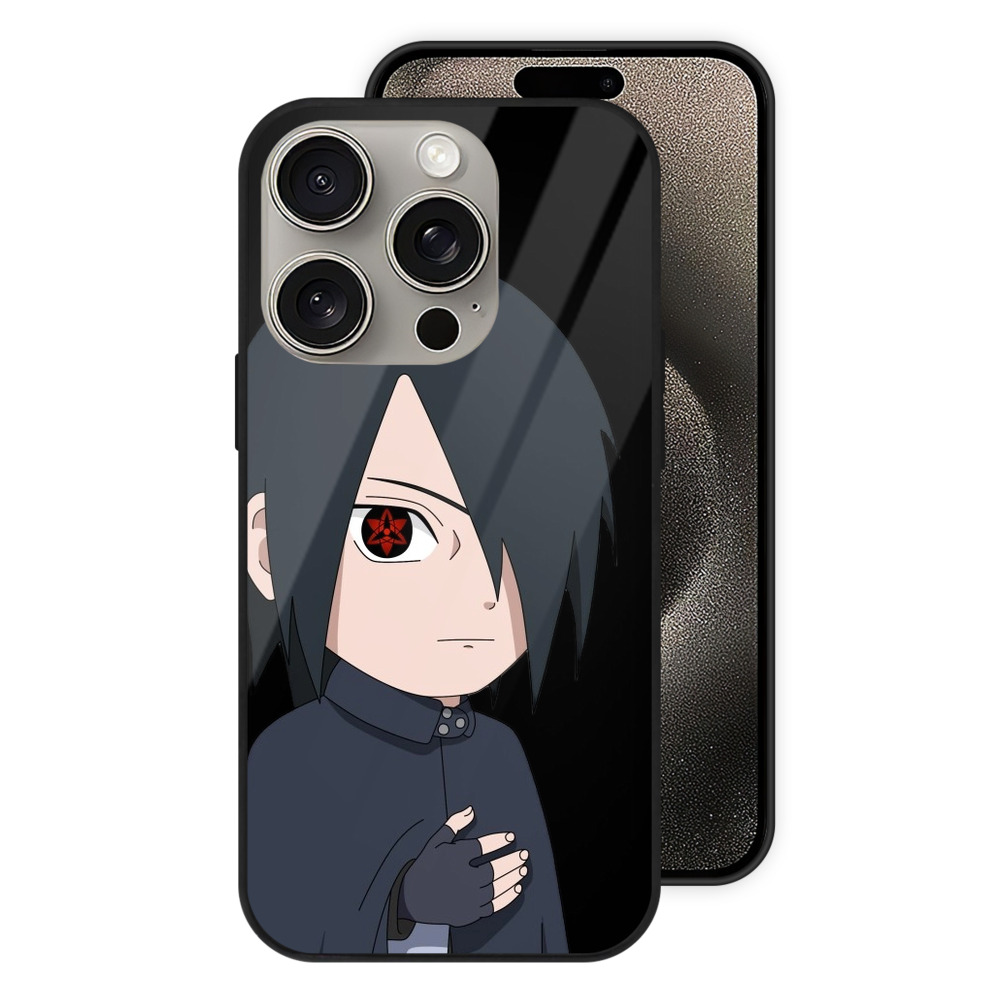 （画像用） NARUTO -ナルト- うちは サスケ Uchiha Sasuke 【iPhone15Pro対応】スマホケース 耐衝撃＆黄変防止 背面ガラス
