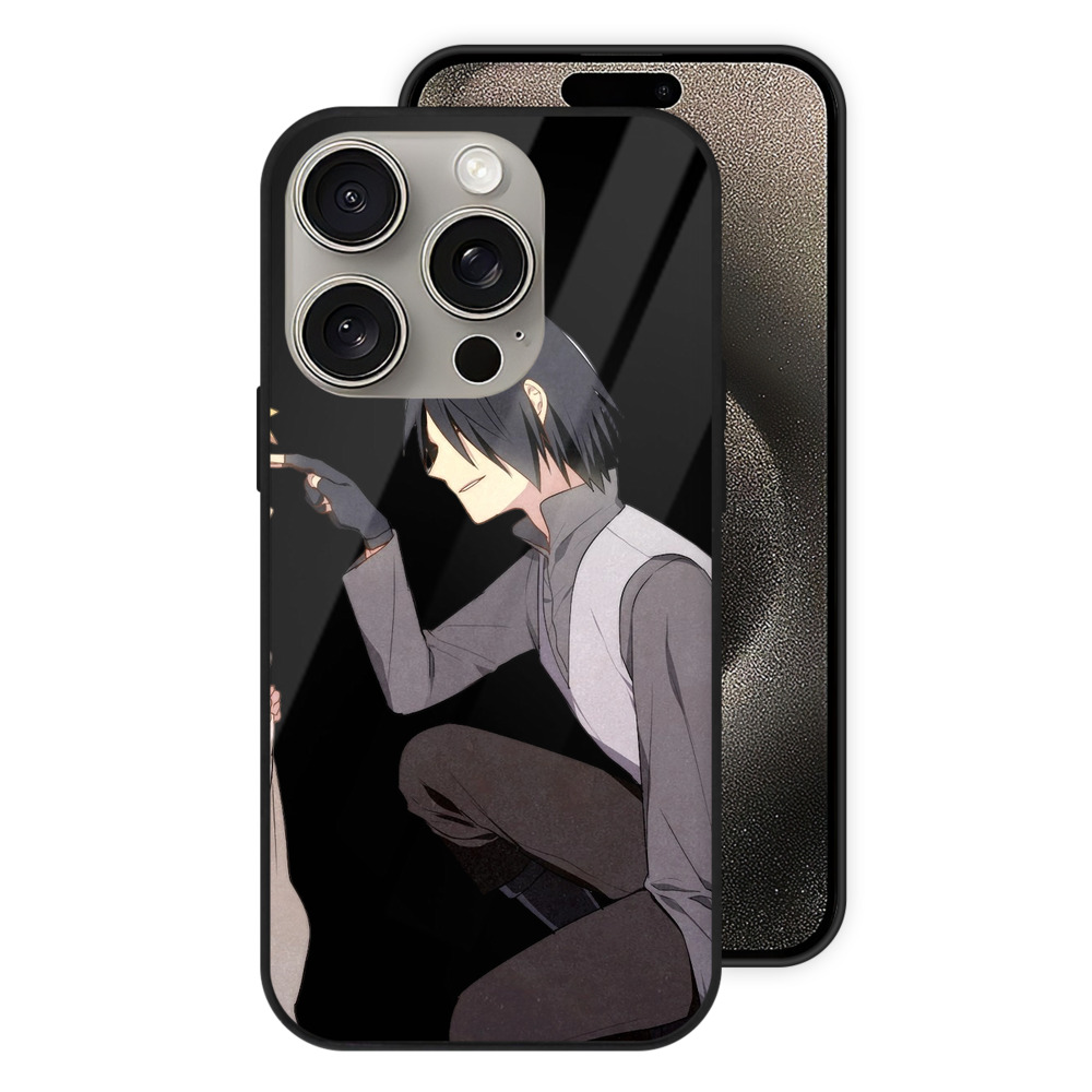 （画像用） NARUTO -ナルト- うちは サスケ Uchiha Sasuke 【iPhone15Pro対応】スマホケース 耐衝撃＆黄変防止 背面ガラス