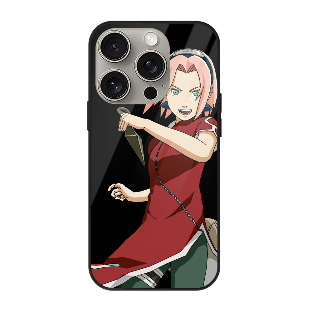 （画像用） NARUTO -ナルト- 春野サクラ Haruno Sakura 【iPhone15Pro対応】スマホケース 耐衝撃＆黄変防止 背面ガラス