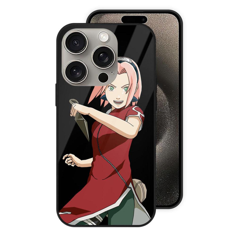 （画像用） NARUTO -ナルト- 春野サクラ Haruno Sakura 【iPhone15Pro対応】スマホケース 耐衝撃＆黄変防止 背面ガラス