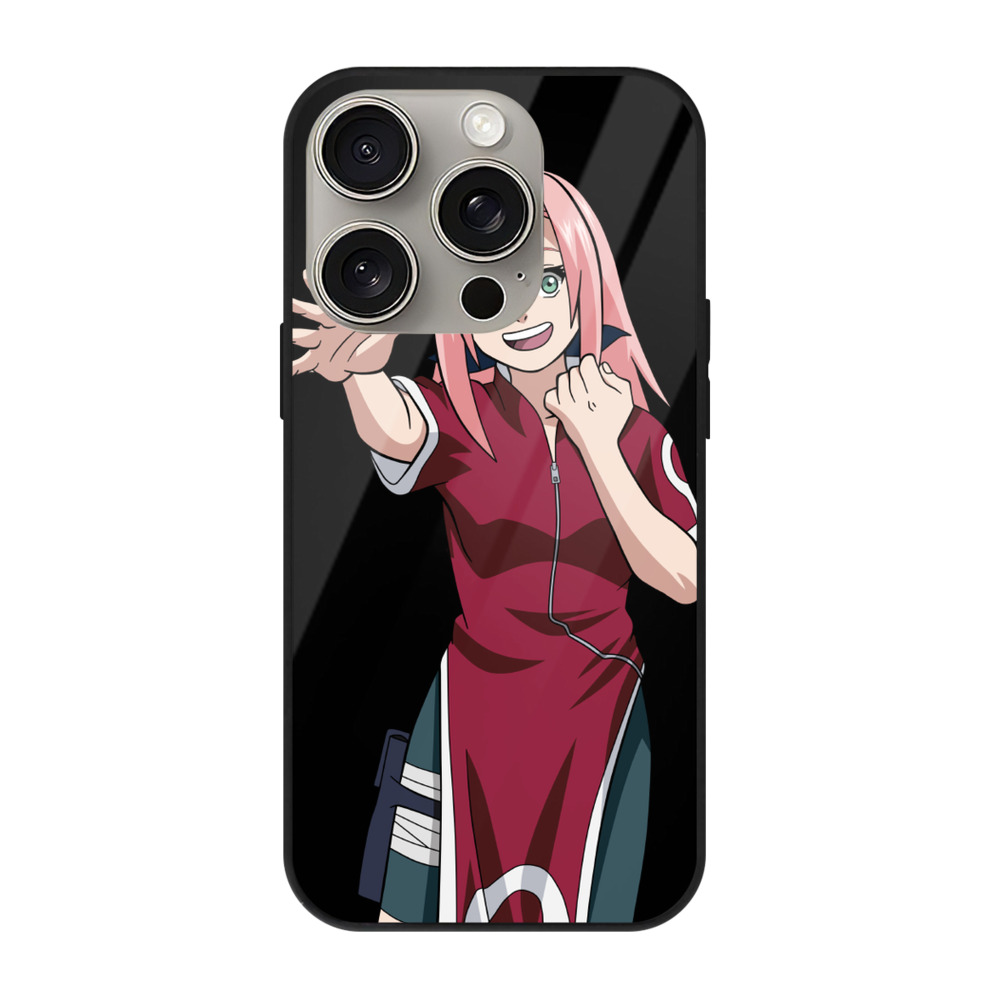 （画像用） NARUTO -ナルト- 春野サクラ Haruno Sakura 【iPhone15Pro対応】スマホケース 耐衝撃＆黄変防止 背面ガラス