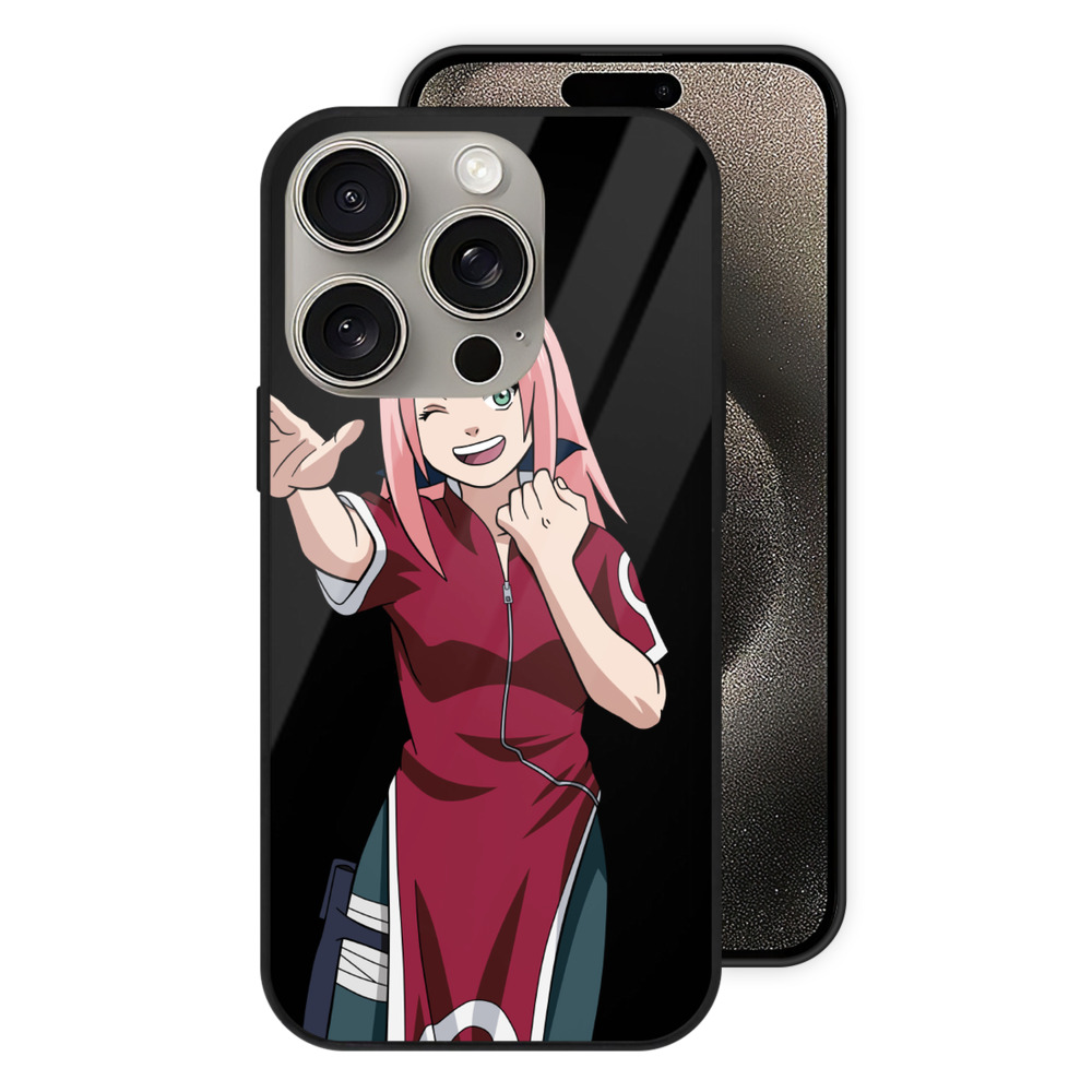（画像用） NARUTO -ナルト- 春野サクラ Haruno Sakura 【iPhone15Pro対応】スマホケース 耐衝撃＆黄変防止 背面ガラス