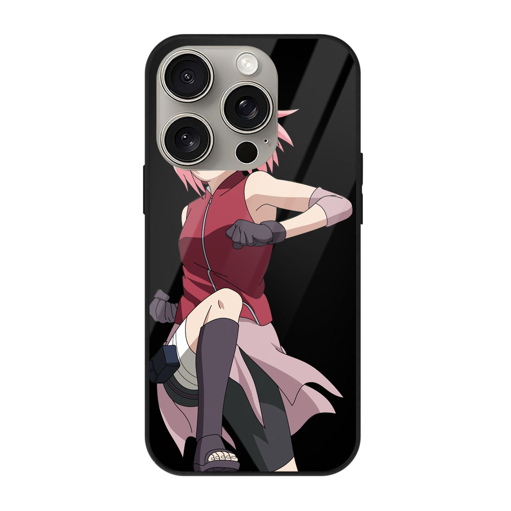 （画像用） NARUTO -ナルト- 春野サクラ Haruno Sakura 【iPhone15Pro対応】スマホケース 耐衝撃＆黄変防止 背面ガラス