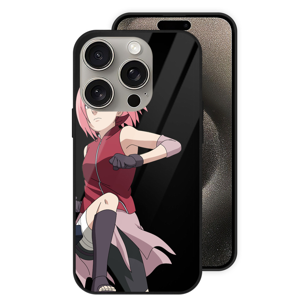 （画像用） NARUTO -ナルト- 春野サクラ Haruno Sakura 【iPhone15Pro対応】スマホケース 耐衝撃＆黄変防止 背面ガラス