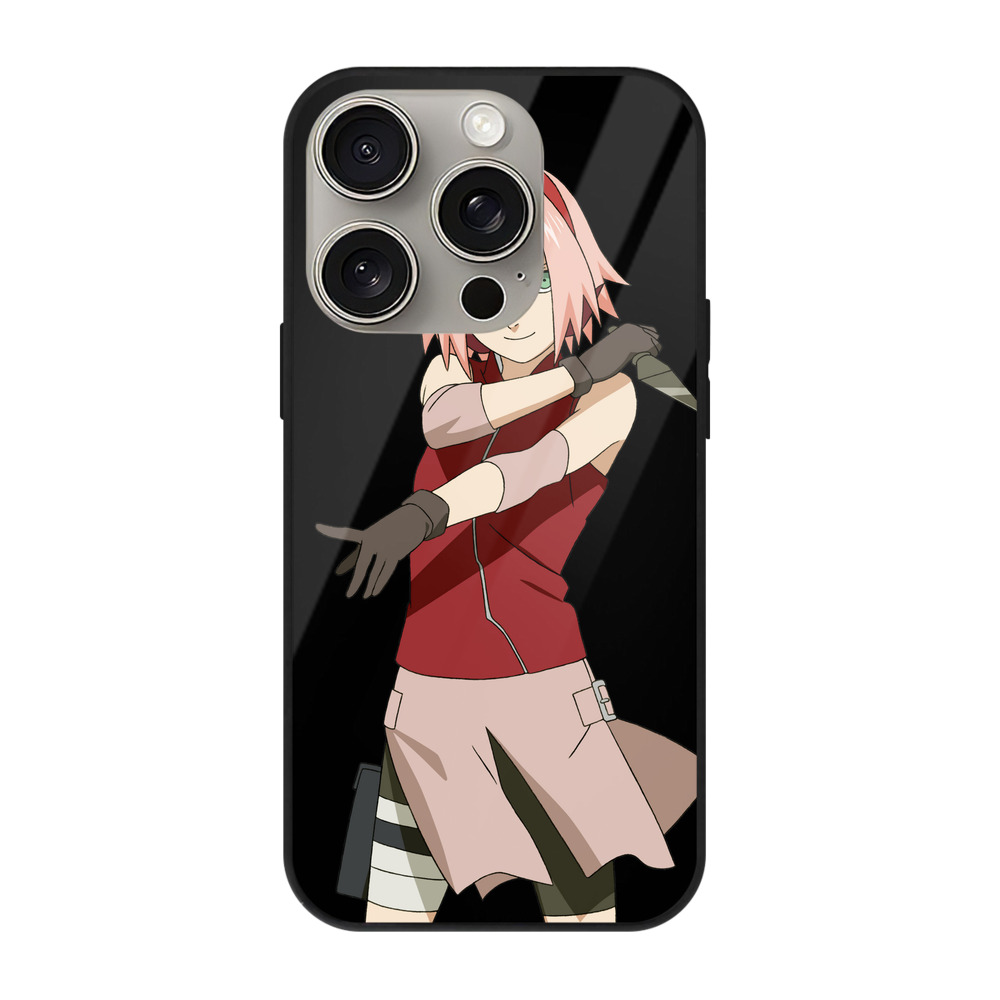 （画像用） NARUTO -ナルト- 春野サクラ Haruno Sakura 【iPhone15Pro対応】スマホケース 耐衝撃＆黄変防止 背面ガラス