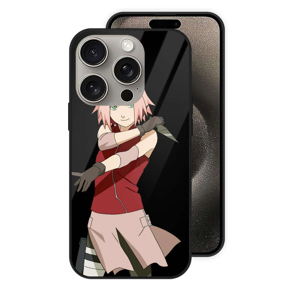 （画像用） NARUTO -ナルト- 春野サクラ Haruno Sakura 【iPhone15Pro対応】スマホケース 耐衝撃＆黄変防止 背面ガラス