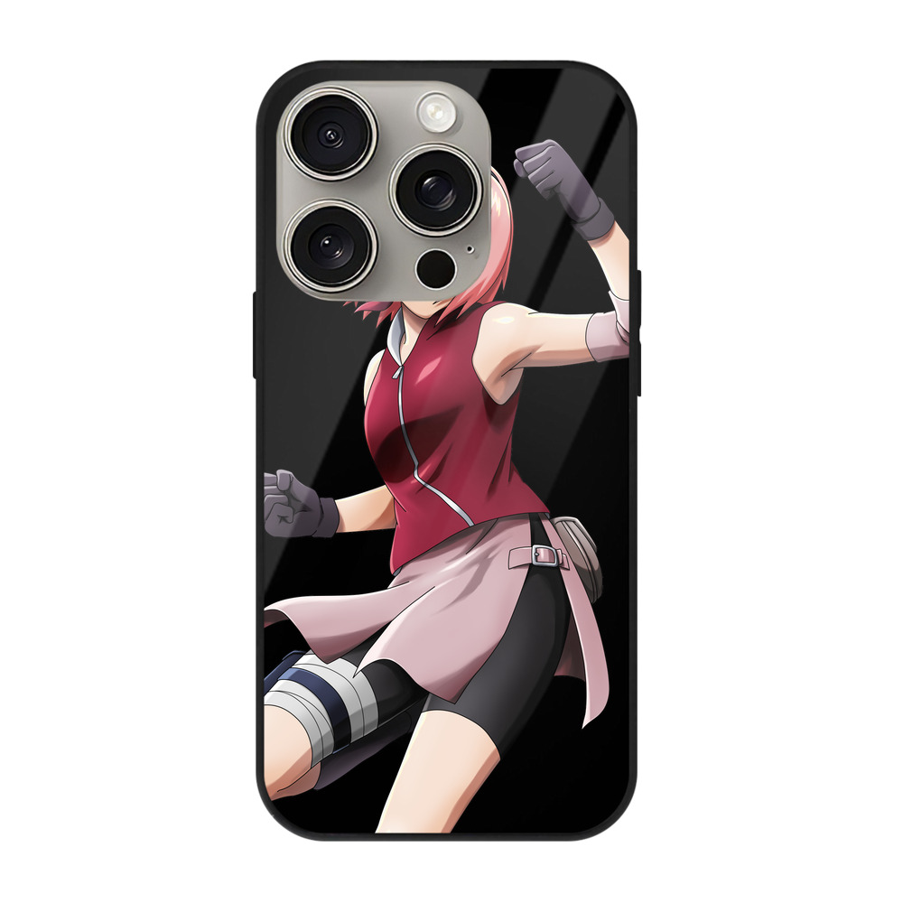 （画像用） NARUTO -ナルト- 春野サクラ Haruno Sakura 【iPhone15Pro対応】スマホケース 耐衝撃＆黄変防止 背面ガラス