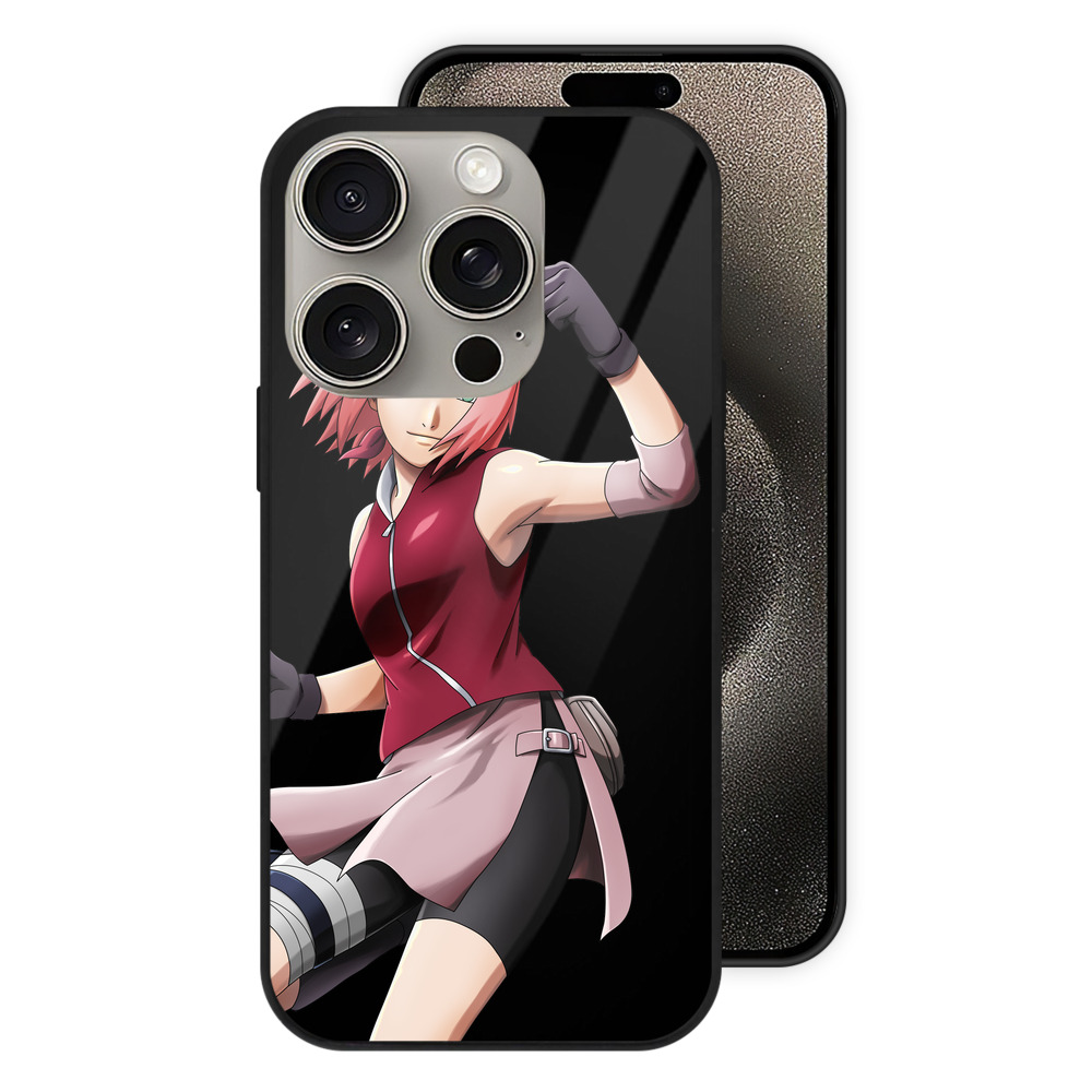 （画像用） NARUTO -ナルト- 春野サクラ Haruno Sakura 【iPhone15Pro対応】スマホケース 耐衝撃＆黄変防止 背面ガラス