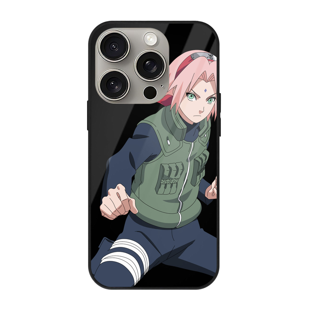 （画像用） NARUTO -ナルト- 春野サクラ Haruno Sakura 【iPhone15Pro対応】スマホケース 耐衝撃＆黄変防止 背面ガラス