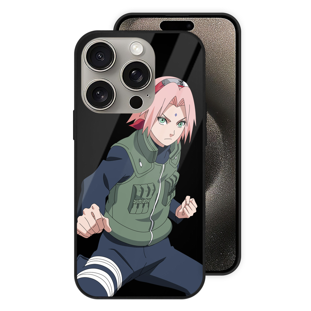 （画像用） NARUTO -ナルト- 春野サクラ Haruno Sakura 【iPhone15Pro対応】スマホケース 耐衝撃＆黄変防止 背面ガラス