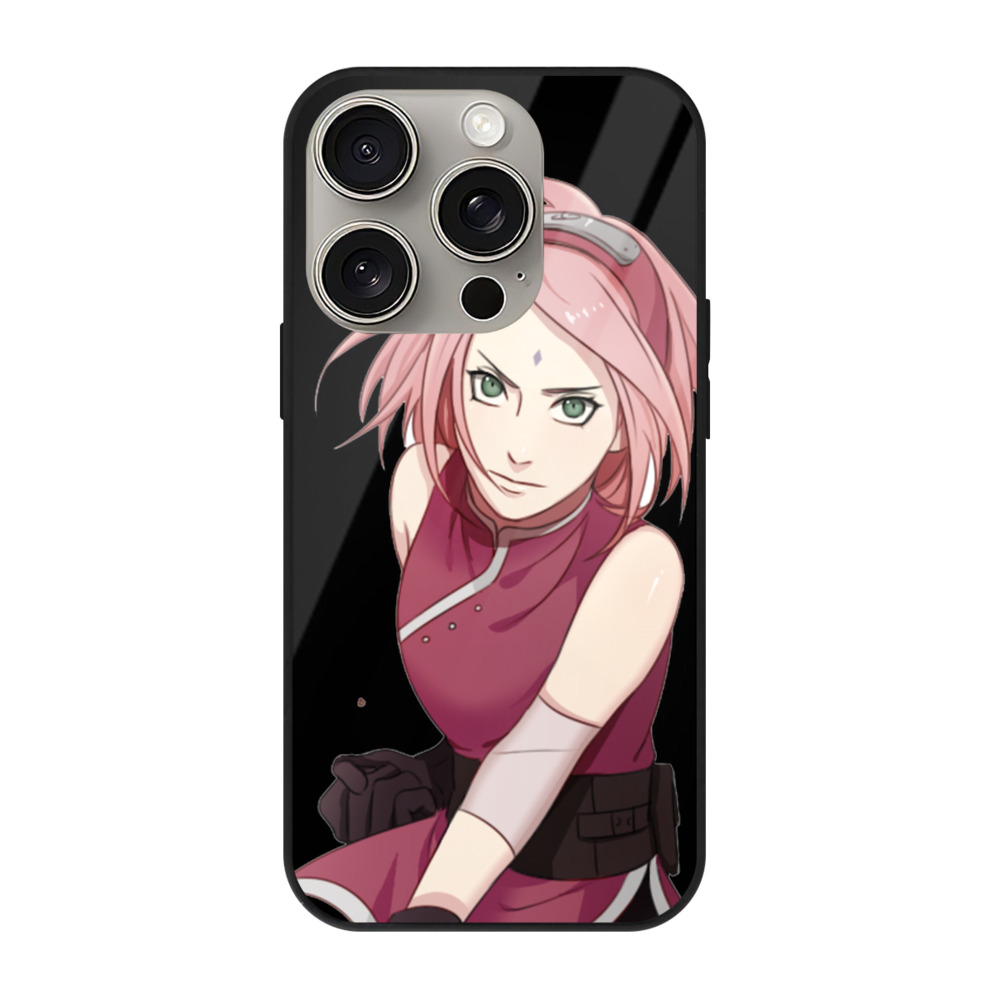 （画像用） NARUTO -ナルト- 春野サクラ Haruno Sakura 【iPhone15Pro対応】スマホケース 耐衝撃＆黄変防止 背面ガラス