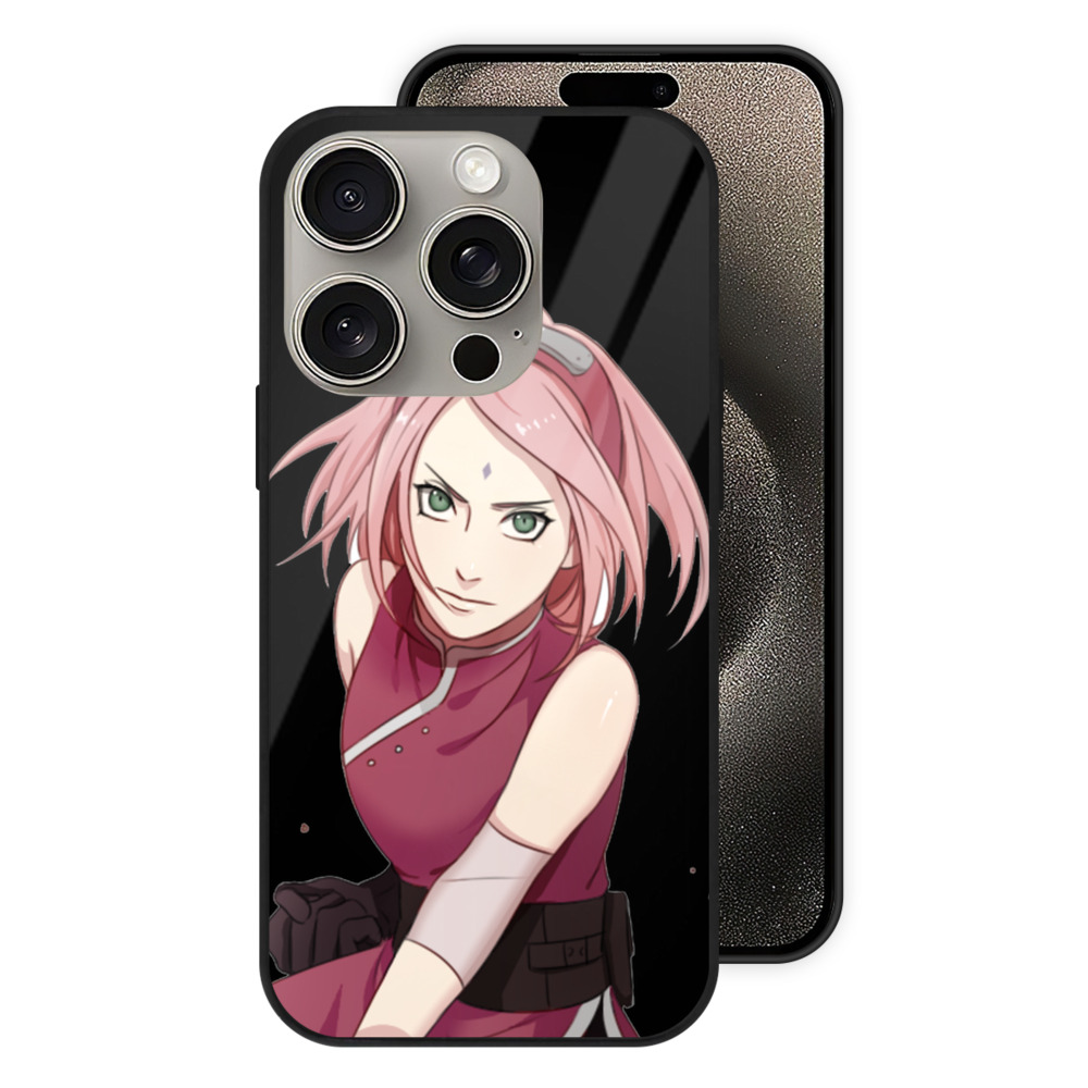 （画像用） NARUTO -ナルト- 春野サクラ Haruno Sakura 【iPhone15Pro対応】スマホケース 耐衝撃＆黄変防止 背面ガラス