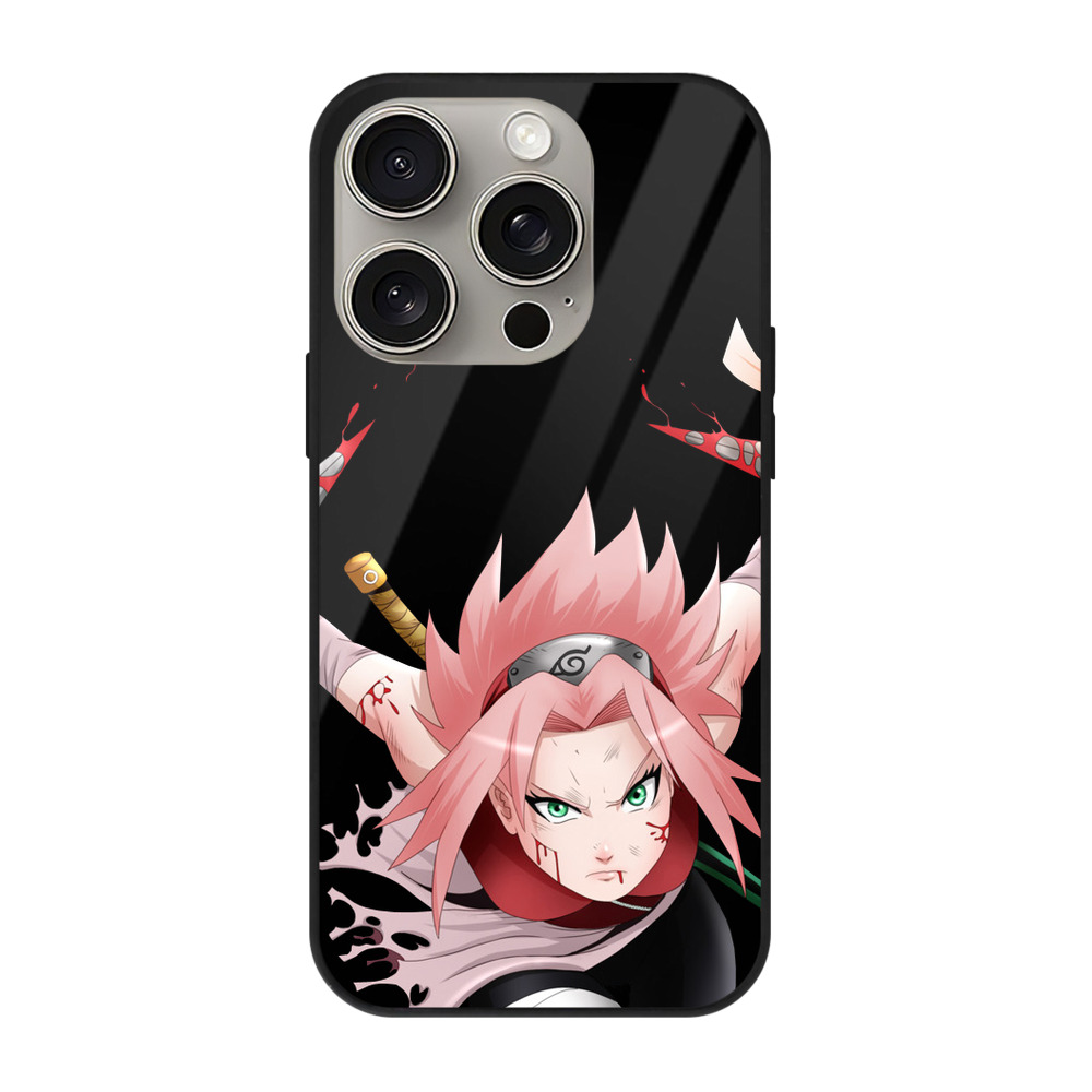 （画像用） NARUTO -ナルト- 春野サクラ Haruno Sakura 【iPhone15Pro対応】スマホケース 耐衝撃＆黄変防止 背面ガラス