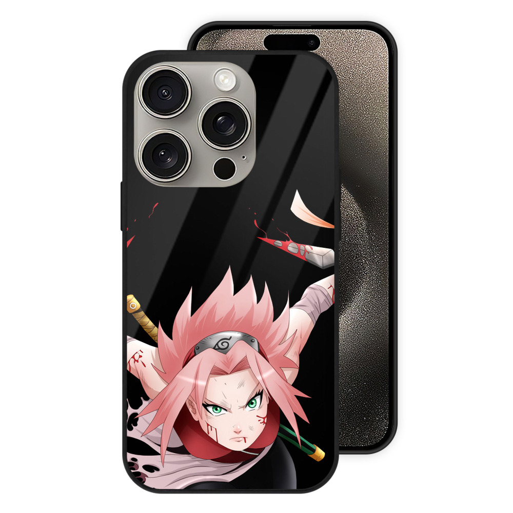 （画像用） NARUTO -ナルト- 春野サクラ Haruno Sakura 【iPhone15Pro対応】スマホケース 耐衝撃＆黄変防止 背面ガラス