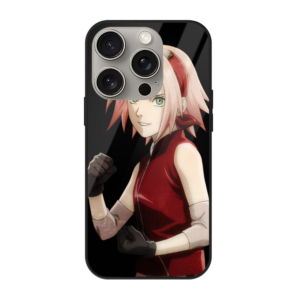 （画像用） NARUTO -ナルト- 春野サクラ Haruno Sakura 【iPhone15Pro対応】スマホケース 耐衝撃＆黄変防止 背面ガラス