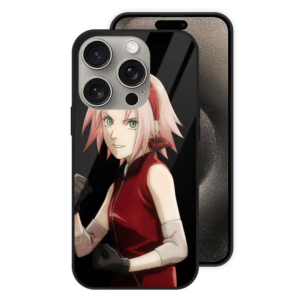 （画像用） NARUTO -ナルト- 春野サクラ Haruno Sakura 【iPhone15Pro対応】スマホケース 耐衝撃＆黄変防止 背面ガラス